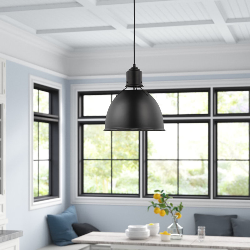Arbogast 1-Light Dimmable Metal Dome Pendant, Midnight Black