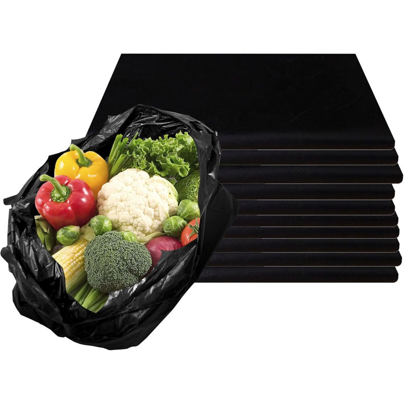 Sacs de magasinage en plastique noir de 1/6 de taille Ecoqualité pour l'épicerie et la vente au détail (3000)
