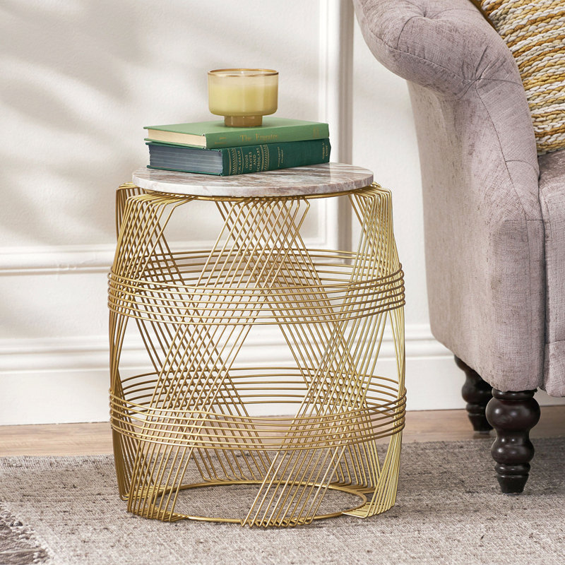 TABLE ROND WIRE AVEC PLATEAU EN MARBRE