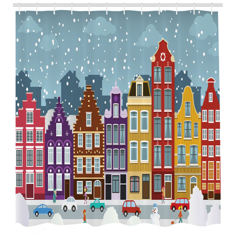 Ensemble de rideau de douche amsterdam et crochets amsterdam, H 70 po x l 69 po
