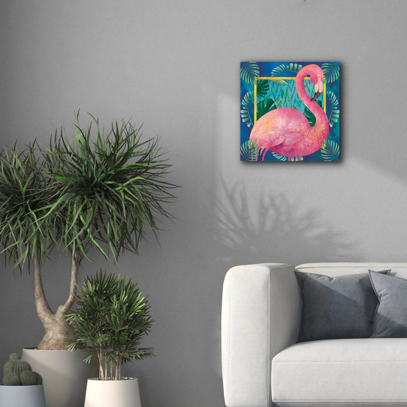 «Flamingo 2» par Fiona Stokes-Gilbert, art mural sur toile, H 18 po x l 18 po