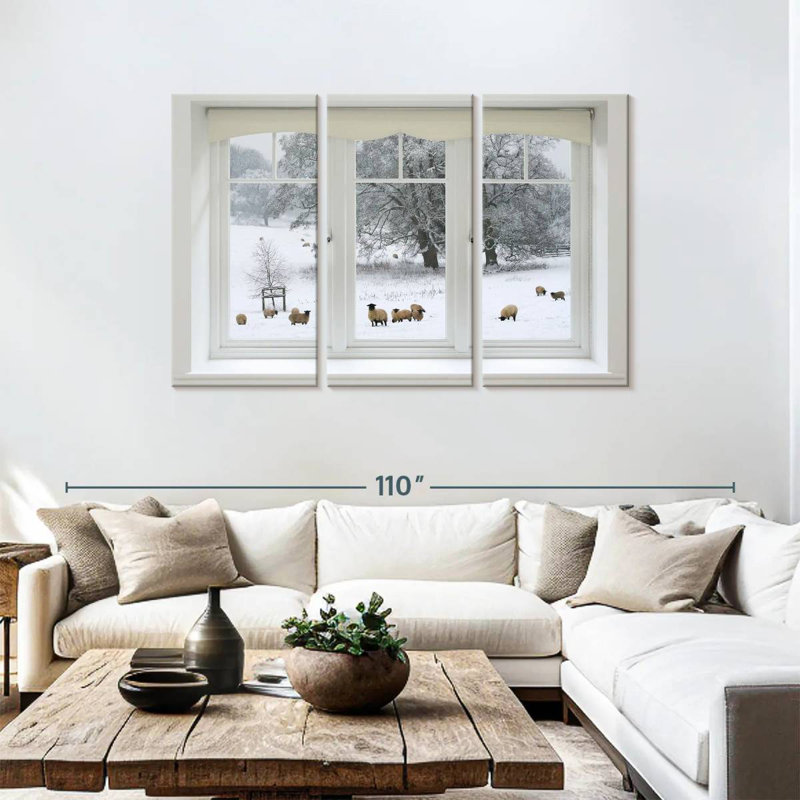 Lilie Winter Sheep Window View, 48" H x 74" W