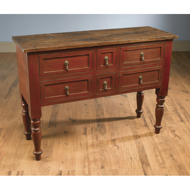 Dierking 50" 6-Drawer Buffet Table, Red