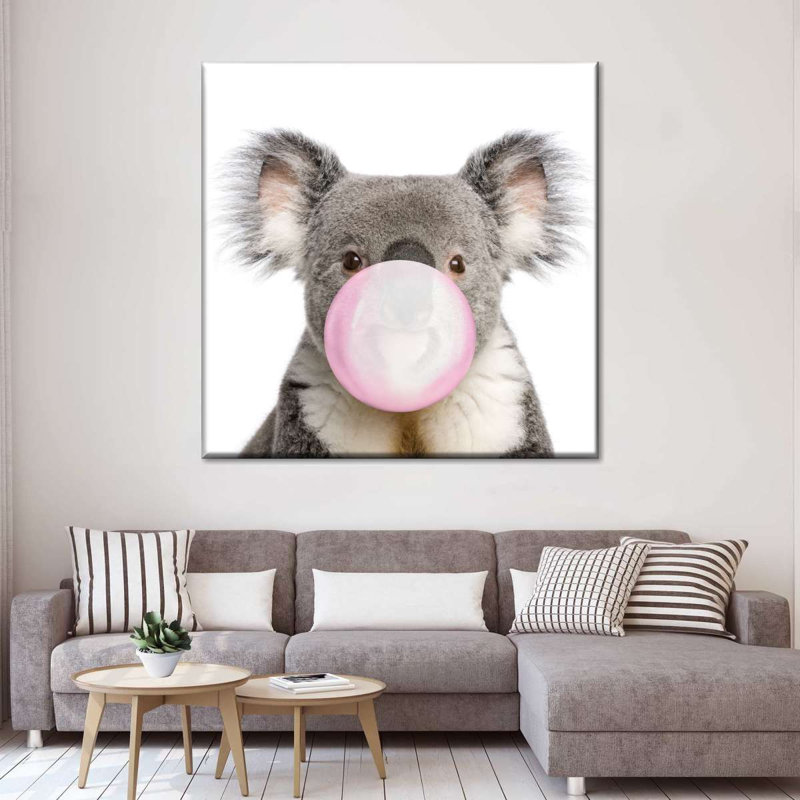 Impression sur toile Bubble Gum Koala Bear, H 10 po x l 10 po x P 1,25 po