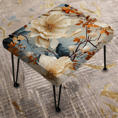 Pastel Color Natural Blossom Floral Pattern - Floral Rectangle Ottoman