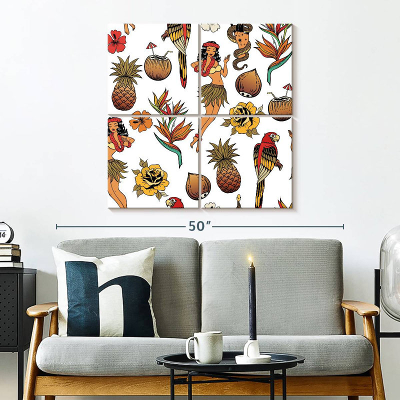 Motif hawaïen tropical Kerner, H 32 po x l 32 po