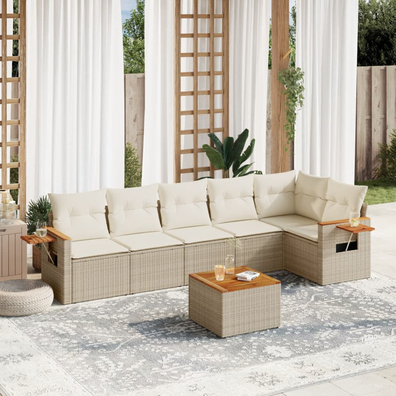 Ensemble de canapé de jardin en rotin PE Vidaxl, Beige