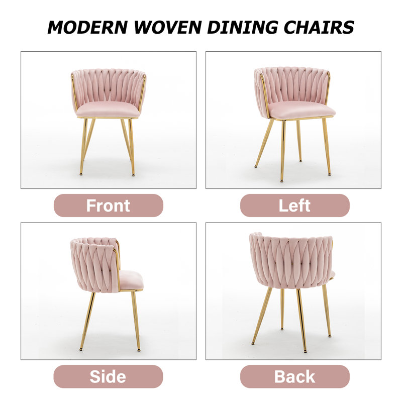 Evanni Velvet Upholstered Metal Side Chair, Pink, 4
