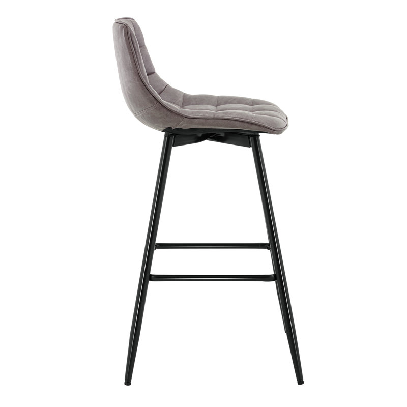 Upholstered Counter Stool with Metal Frame, Dark Grey, 2