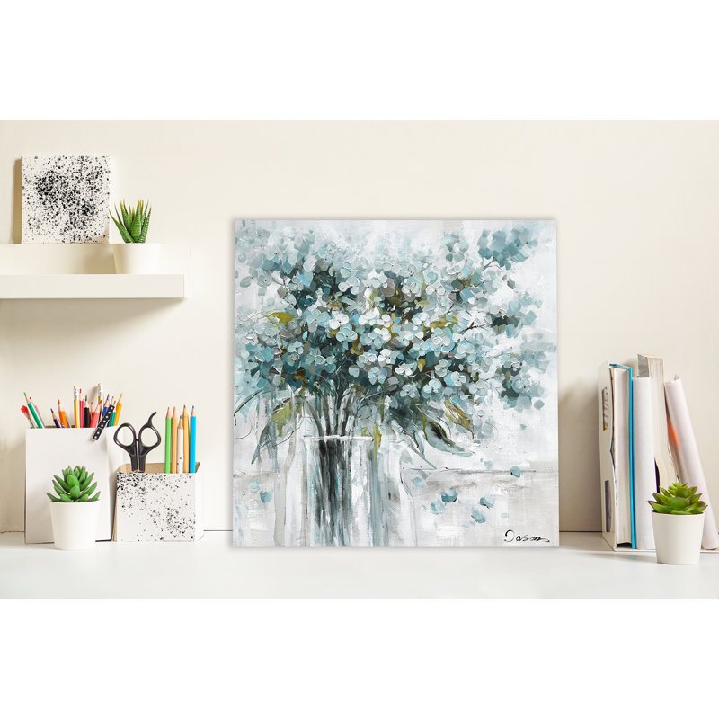 Fleurs abstraites - peinture sur toile tendue, H 12 po x l 12 po x P 1,5 po