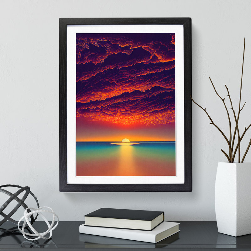 Showstopping Ocean Sunset - Single Picture Frame Print, Black Framed, 64cm H x 46cm W x 2cm D