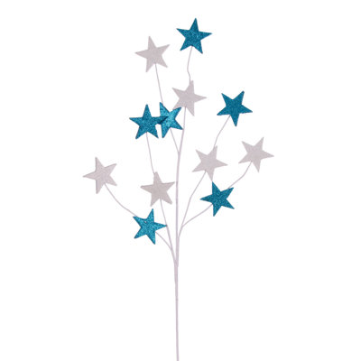 Vickerman 34" Red, White, and Blue Stars Glitter Spray, 6 per bag.