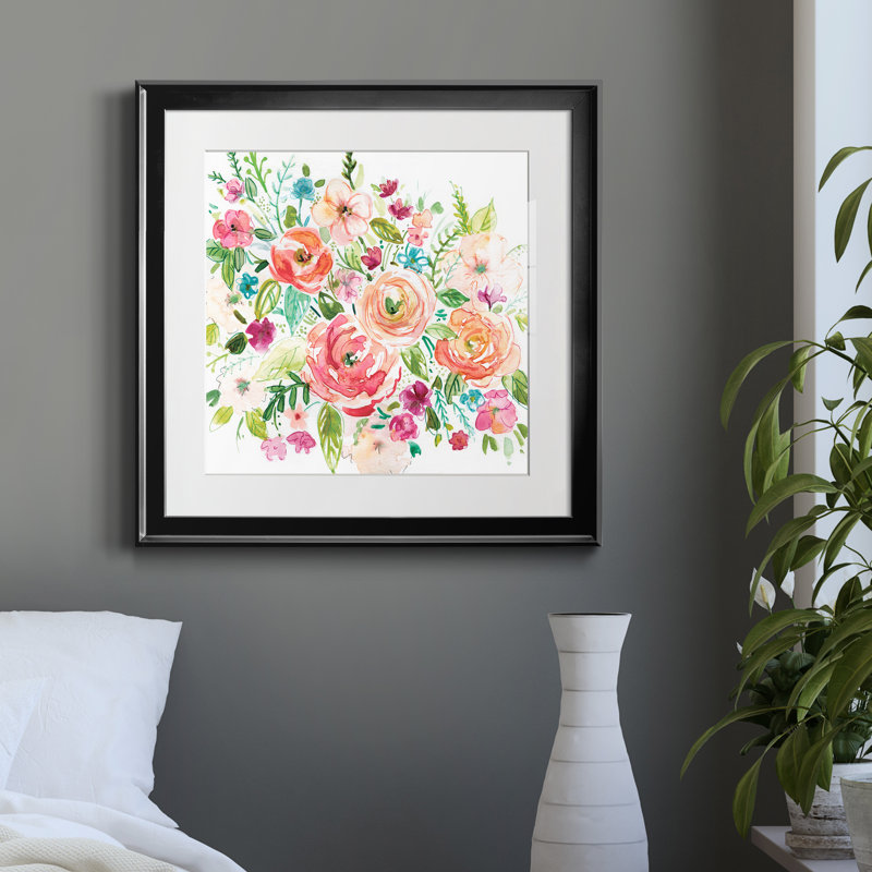 «Illustrated Garden» par J Paul, reproduction d'art sur papier encadrée, Papier encadré noir