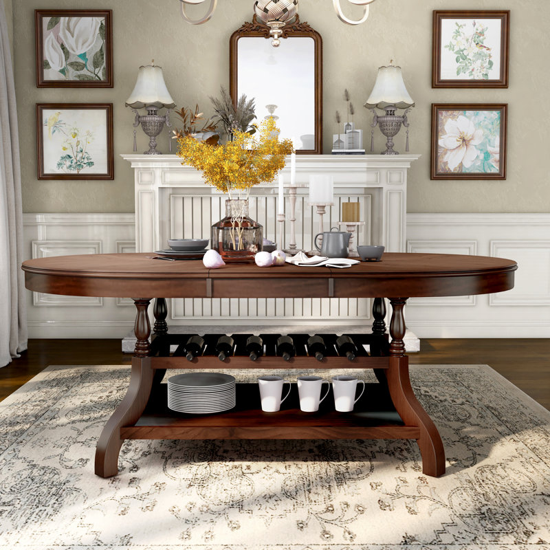 Fadhel Extendable Oval Solid Wood Base Dining Table