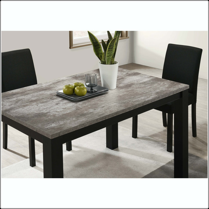 Faux-Concrete Top Rectangular Dining Table with Modern Charcoal Finish