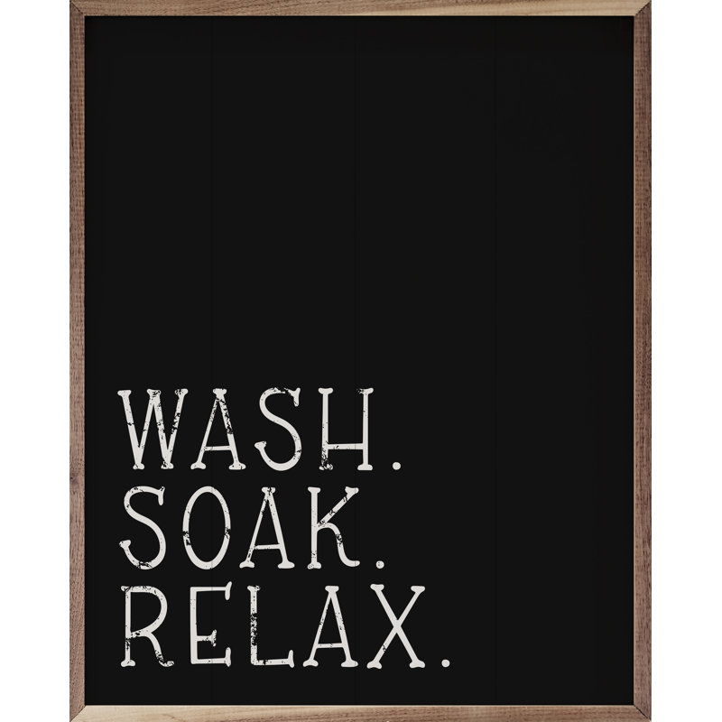 Wash Soak Relax Black, 10" H x 8" W