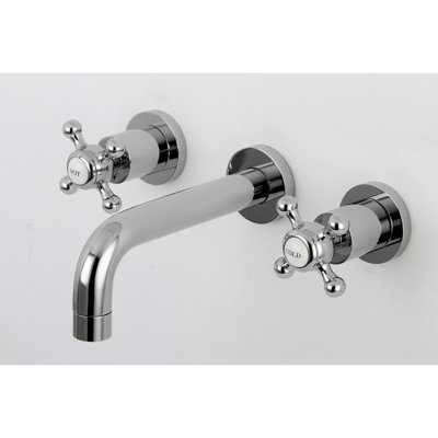 Kingston Brass Metropolitan Two-Handle 3-Hole Wall Mount Bathroom Faucet