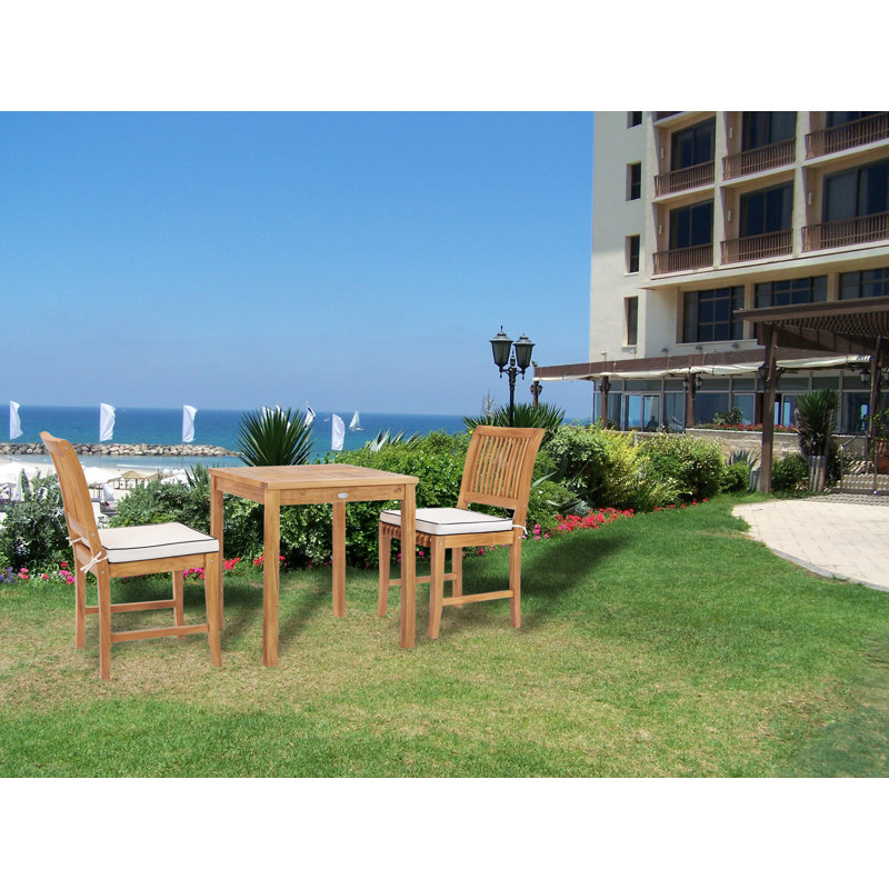 Outdoor 3 - Piece Teak Dining Set with Cushions
