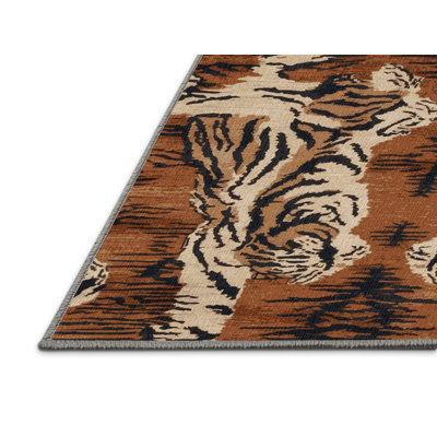 Washable Tigers Big Cats Area Rug