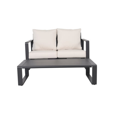 Double With Milky White Cushions #5453 & Rectangular Coffee Table. Aluminium Made For Long-Lasting Use. Spacious Table Decorative Items : And Construction Durability. Surface Various Items. Enhance