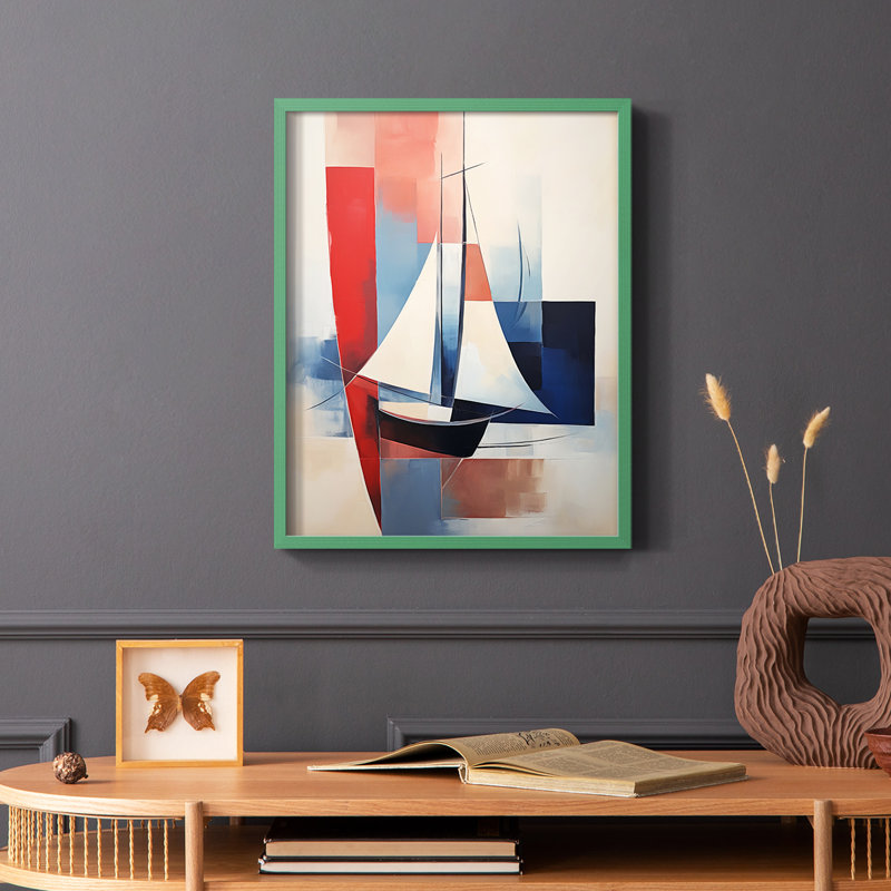 Série NAUTICAL CD - Impression encadrée de qualité supérieure - Prêt à accrocher - Aucun clou requis, H 11 po x l 9 po, Vert