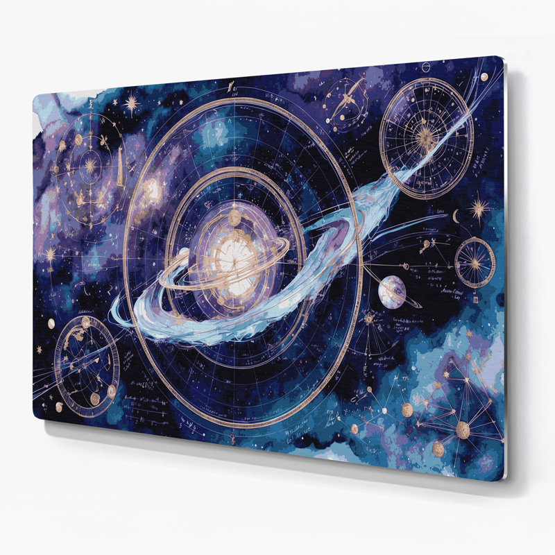 Espace, sphères célestes, sphères grises, art mural en métal, H 11 po x l 14 po x P 0,05 po