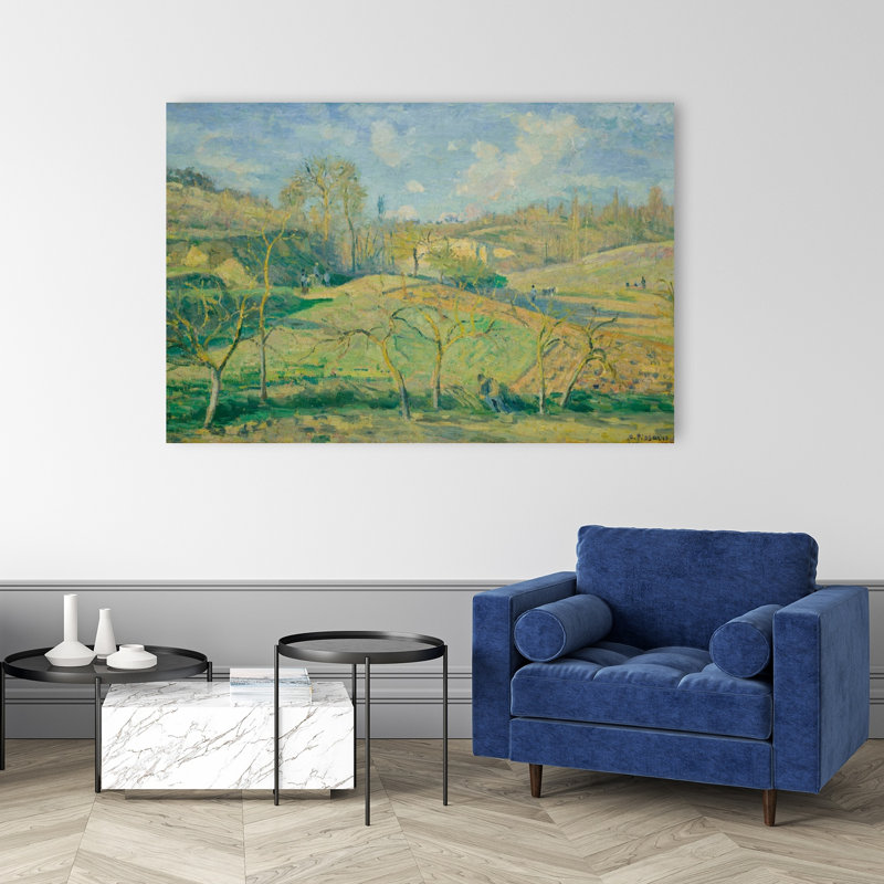 Soleil de mars, Pontoise, 1875 - Estampe d'art mural impressionniste contemporaine représentant un paysage arboré