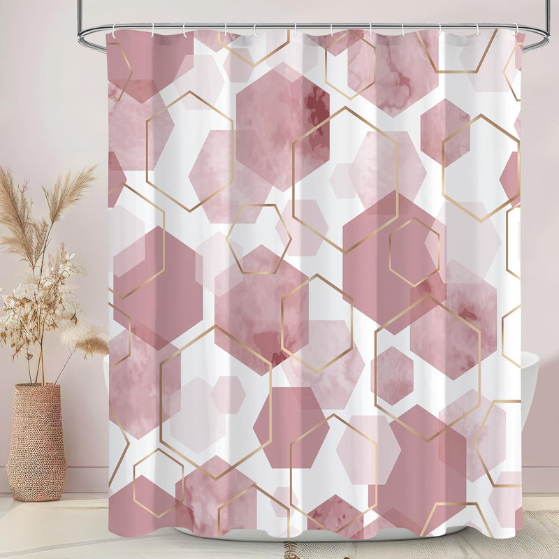 Rideau de douche géométrique moderne pour salle de bain - Rideau de bain en tissu imperméable avec décor abstrait, impression numérique HD, œillets en métal pour une installation facile