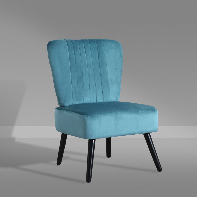 Caveney Upholstered Slipper Chair, Teal