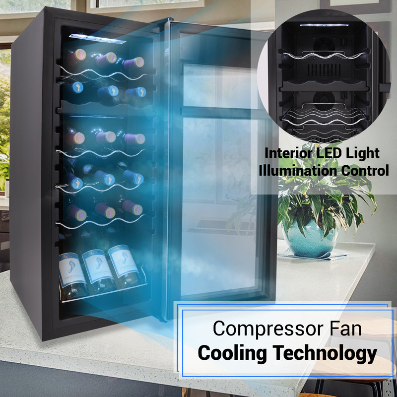 NutriChef 18 Bottle Dual Zone Stainless Steel Freestanding Wine Cooler