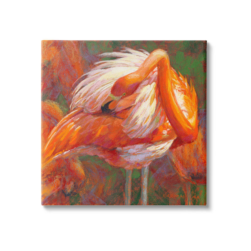 «Preening Flamingo Wildlife Nature» par Rita Kirkman, H 24 po x l 24 po x P 1,5 po