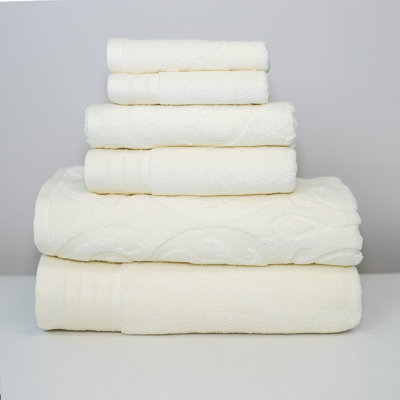 Ensemble de serviettes 6 pièces 100 % coton Jacquard
