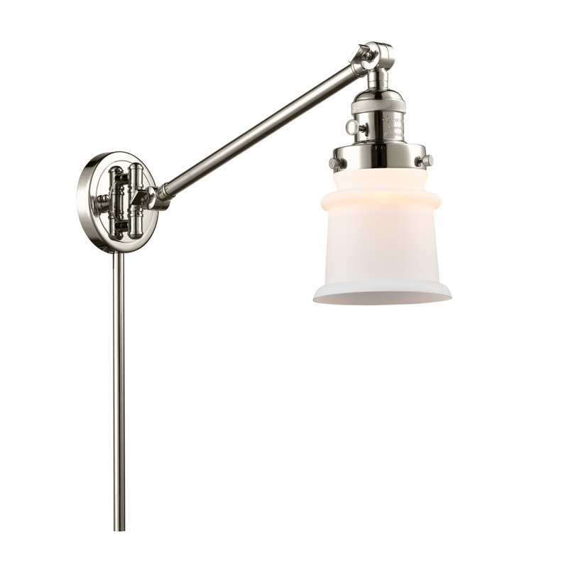 Bras articulé à 1 lumière à intensité variable Alaric, Blanc mat, Nickel poli, Ampoule non incluse