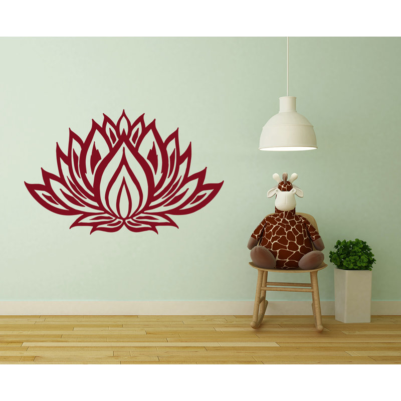 Autocollants muraux de lotus, H 22 po x 35 po, Bourgogne