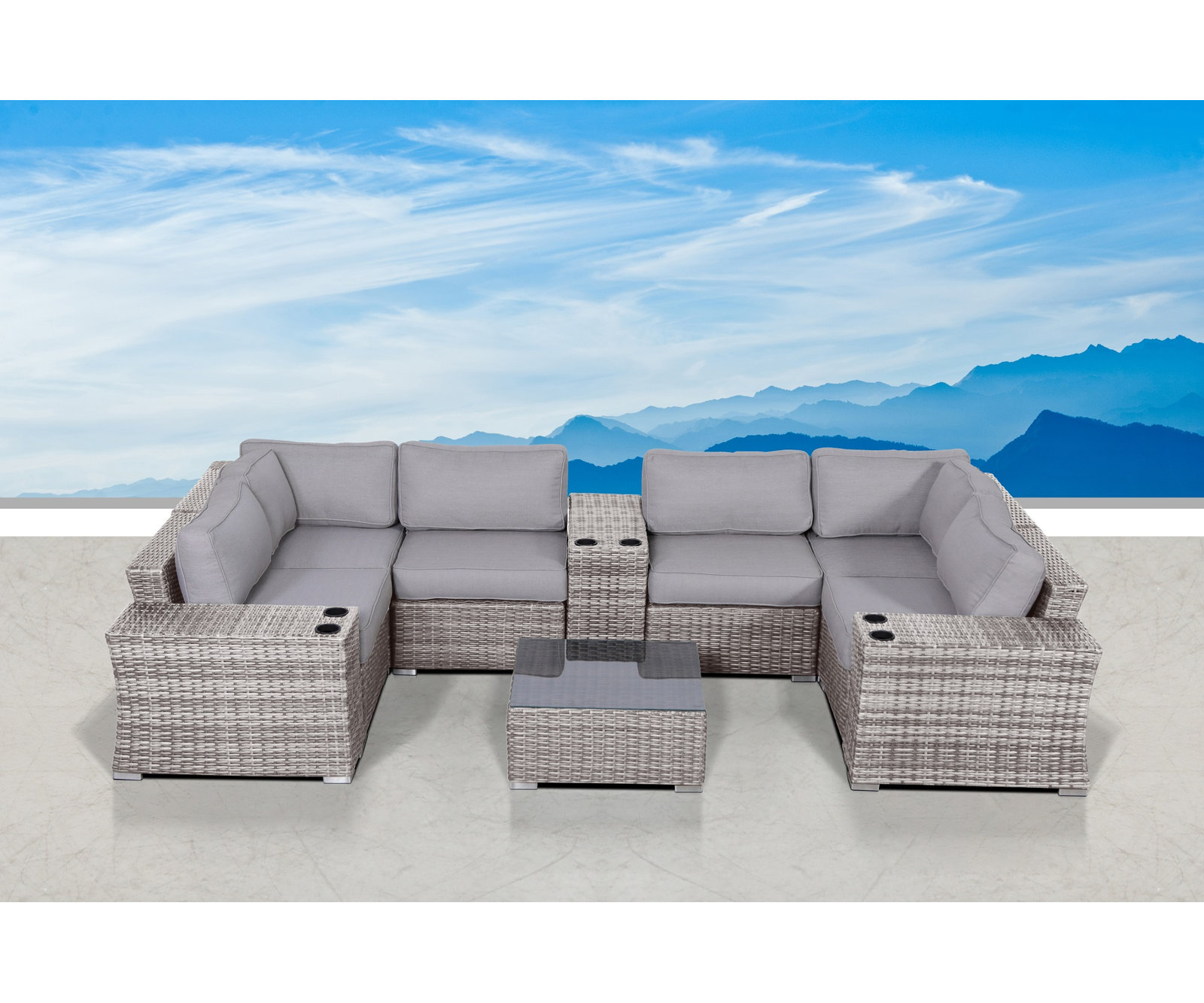 Saffi 4-Person Patio Seating Group, Mixed Gray, Olefin Gray