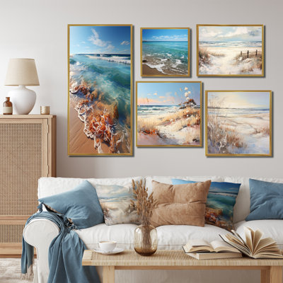 Vue de la plage symphonique I - ensemble de 5 décorations murales bord de mer