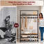3-in-1 Industrial Freestanding Hall Tree, Heavy Duty Metal Frame Coat Rack with Five Movable Hooks, Four-Tier Shoe Storage and Sturdy Shoe Bench for Entryway, Bedroom and Office