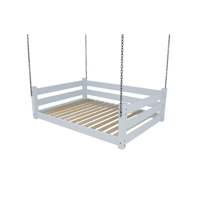 Adrow Solid Wood Hanging Daybed, White, Full/Double