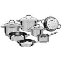 GSW Gourmet Granite Cooking Pot Set 10 Pieces Aluminium Glass Plastic  Stainless Steel Black