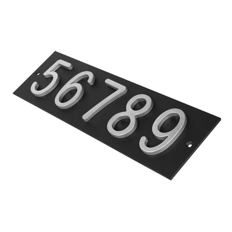Plaque d'adresse horizontale Amgo, Argent argent, Noir, noir, noir, noir, Oui