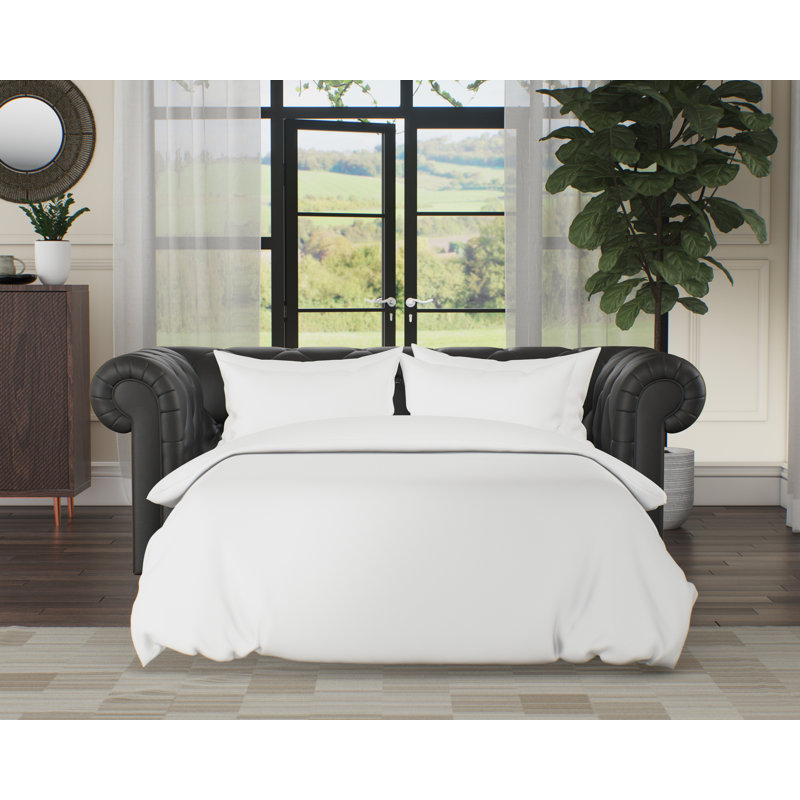 Melrose 3 Seater Leather Sofa Bed, Raven