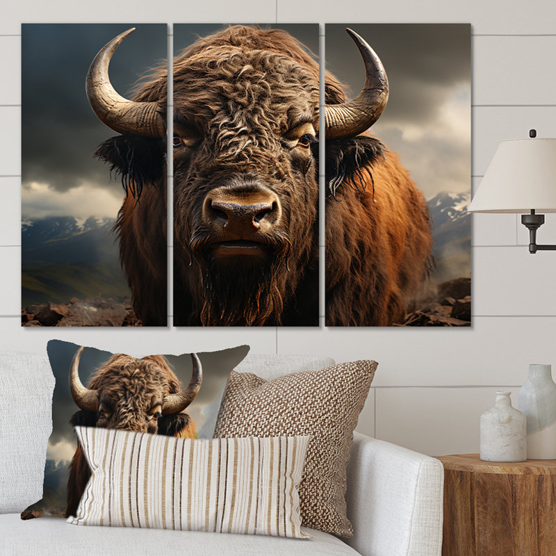 Buffalo Portrait - Ensemble de décorations murales animaux, H 28 po x l 36 po x P 1 po