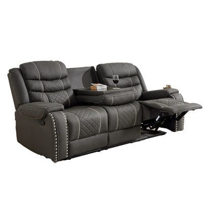 Fauteuil inclinable, fauteuil inclinable manuel en tissu avec accoudoirs confortables et dossier simple pour le salon, fauteuil 3 places noir