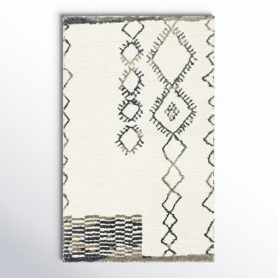 Kaylee Sahara Boho Stain/Fade Resistant Non-Slip Machine Washable Gray/Ivory Bath Rug
