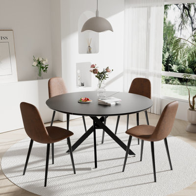 47in Round Dining Table Set for 4-6 Person