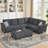 "102.56" W Reversible Sectional Sofa with Corner Seat & Extended Bench-1018029278