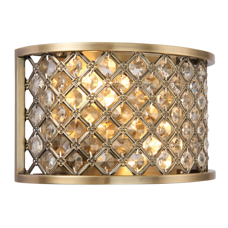 Augustine Steel Flush Mounted Sconce, Antique Brass