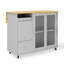 Kitchen Island With 1 Drawer And 2 Glass Sliding Doors-2072988124
