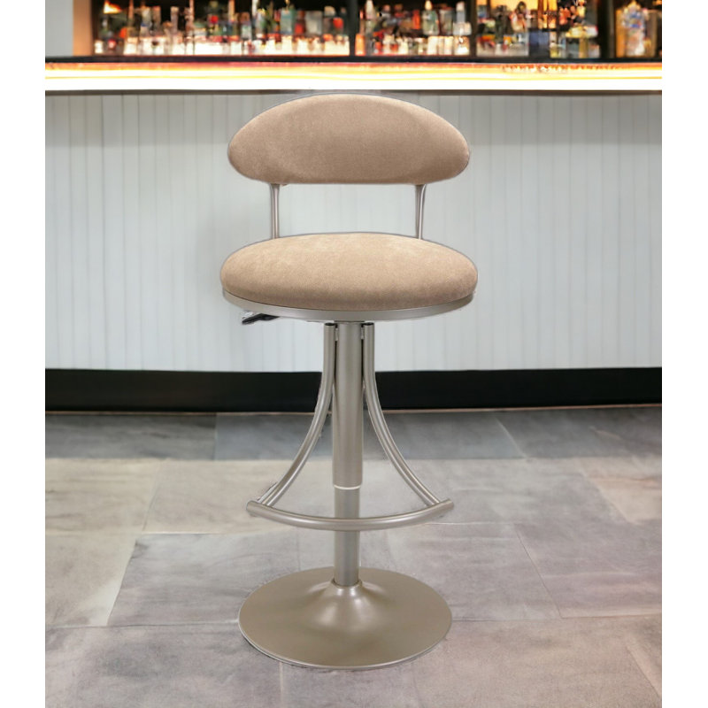 Chaise de bar en velours brun et argenté