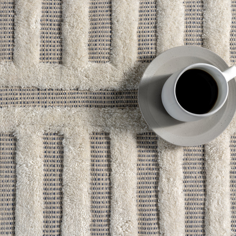  Merrick Tasseled Cotton and Wool Area Rug, Rectangle 9' x 12'